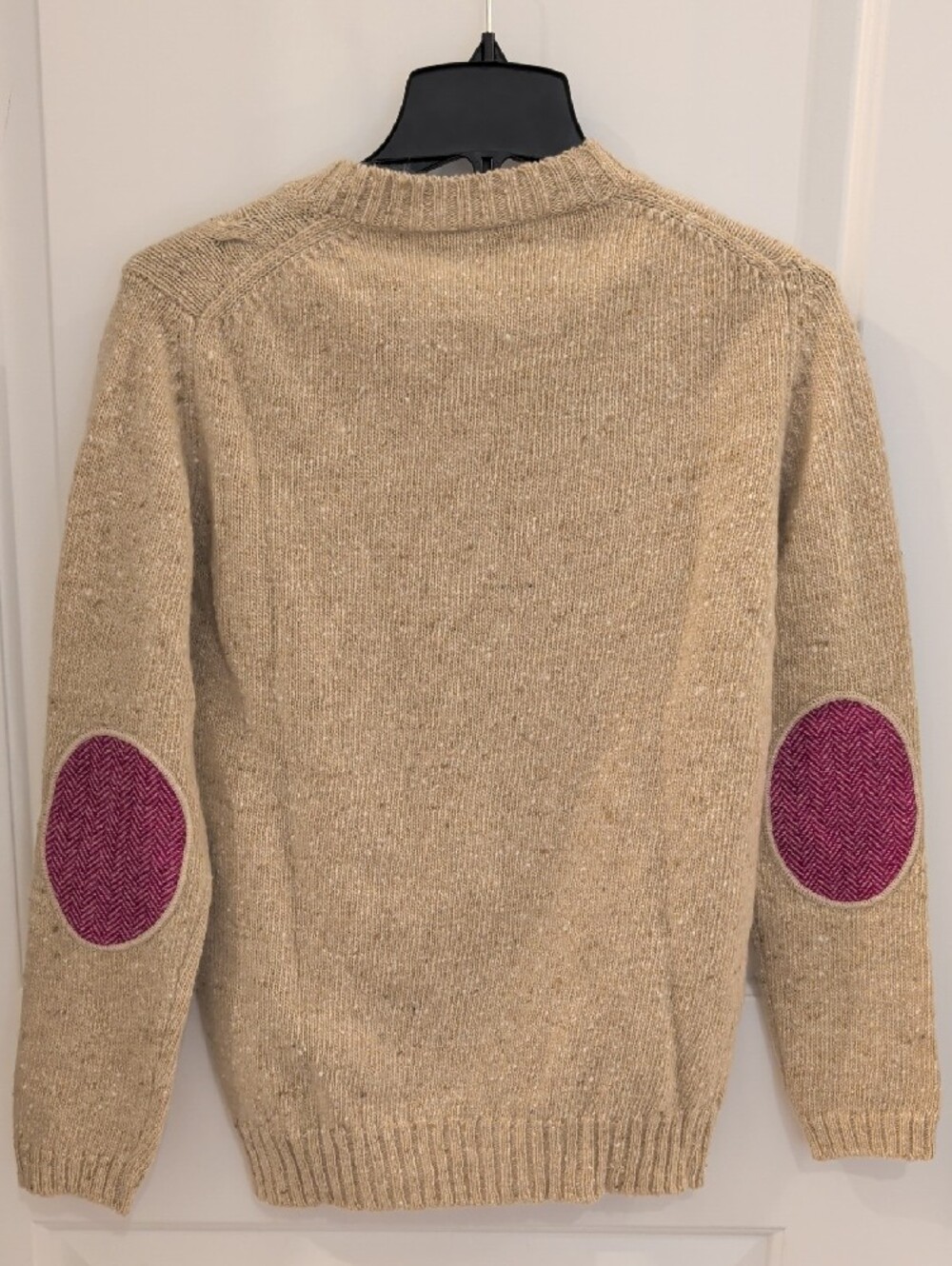 Hawick Knitwear Oatmeal Cable Crewneck Wool Sweater